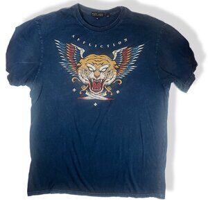 Men’s Black Label Affliction “MIDNIGHT STALKER” Blue T Shirt SZ XL